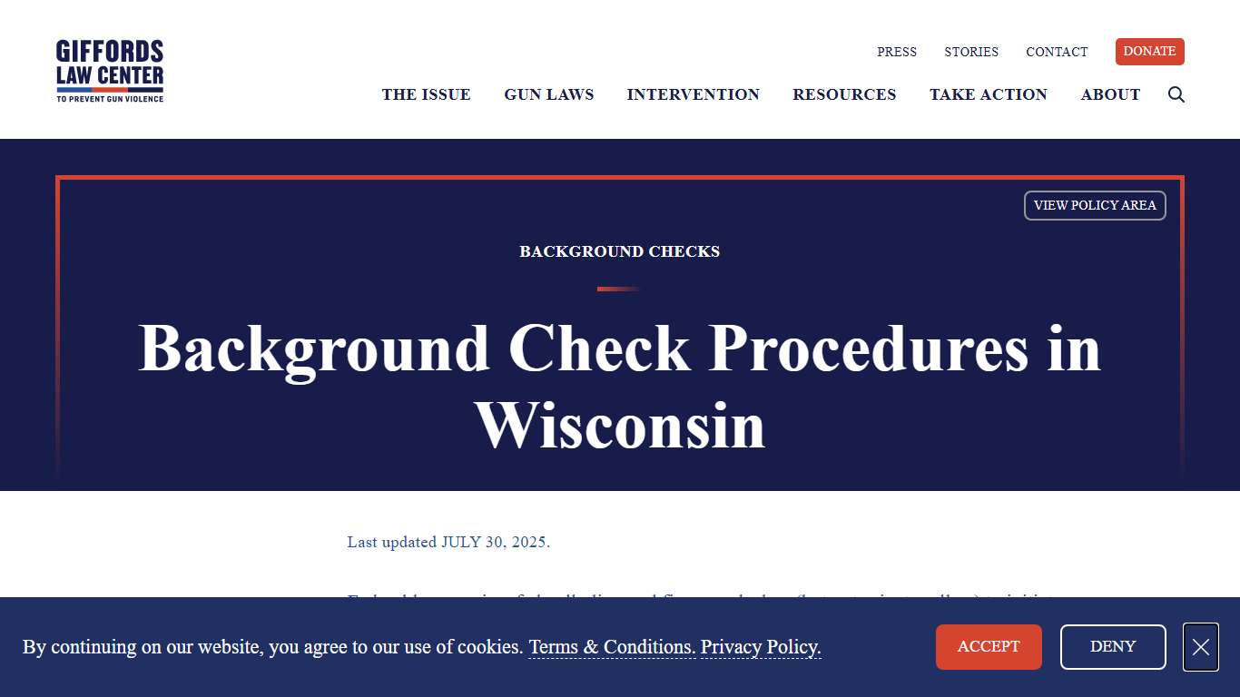 Background Check Procedure Laws in Wisconsin Giffords